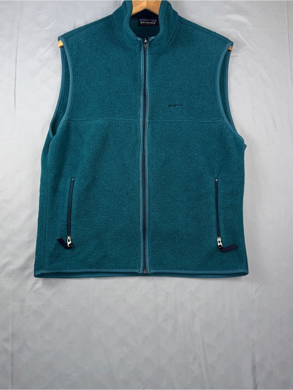 Vintage Patagonia Synchilla Vest Mens Large Blue Fleece Full Zip USA Made 90s